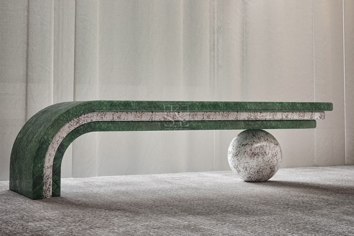 Football Marble Bench - Stone Art Benches